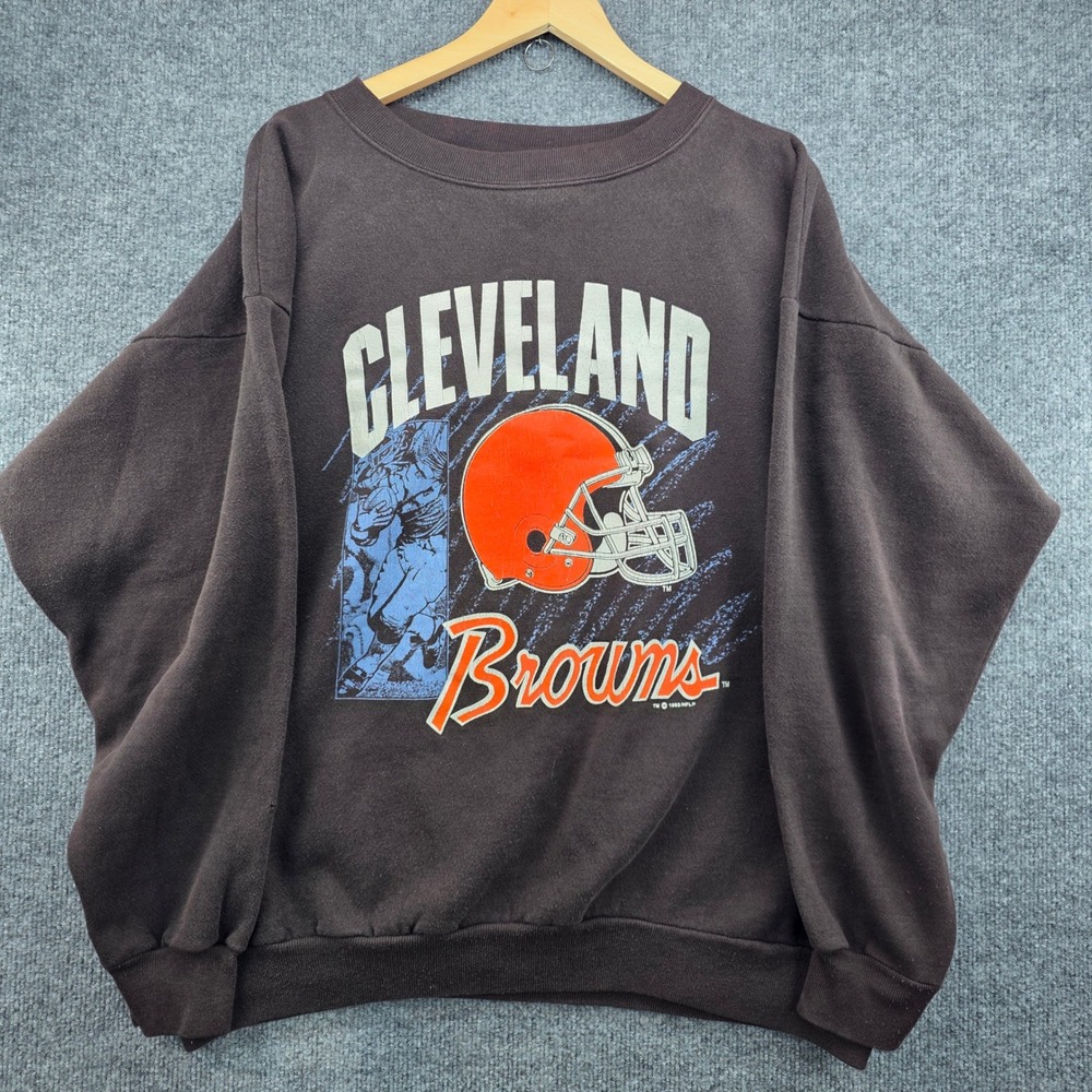 Vintage 1992 Cleveland Browns‎ Tultex Sweatshirt Mens 2XL Brown NFL Made in USA